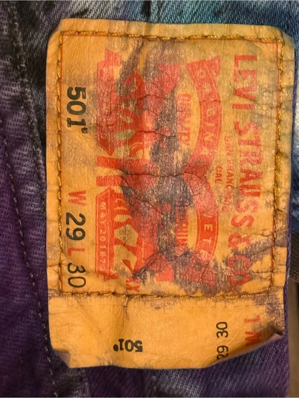 Vintage Levi's 501 button-flies Handcrafted Tie Dye Jeans Made in USA